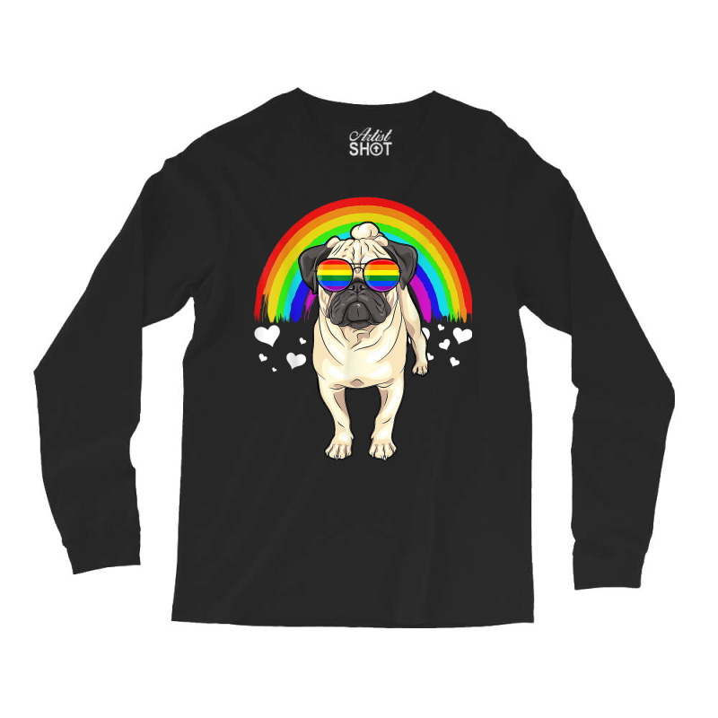 Pug Dog With Rainbow Sunglasses Gay Pride Lgbt  Gifts Long Sleeve Shirts | Artistshot