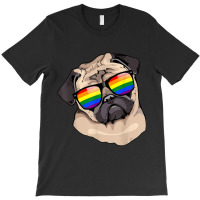 Pug Face Rainbow Sunglasses Gay Pride Lgbt  Gifts T-shirt | Artistshot