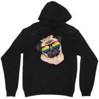 Pug Face Rainbow Sunglasses Gay Pride Lgbt  Gifts Unisex Hoodie | Artistshot