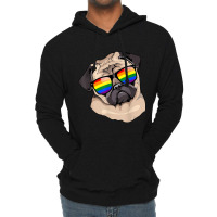 Pug Face Rainbow Sunglasses Gay Pride Lgbt  Gifts Lightweight Hoodie | Artistshot