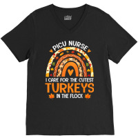 Picu Nurse Cutest Turkeys In The Flock Thanksgiving Rainbow T Shirt V-neck Tee | Artistshot