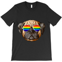 Pug Gay Pride Flag Lgbt Rainbow Sunglasses Pug T-shirt | Artistshot