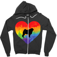 Pug Watercolor Rainbow Heart Dog Lovers Gifts Zipper Hoodie | Artistshot