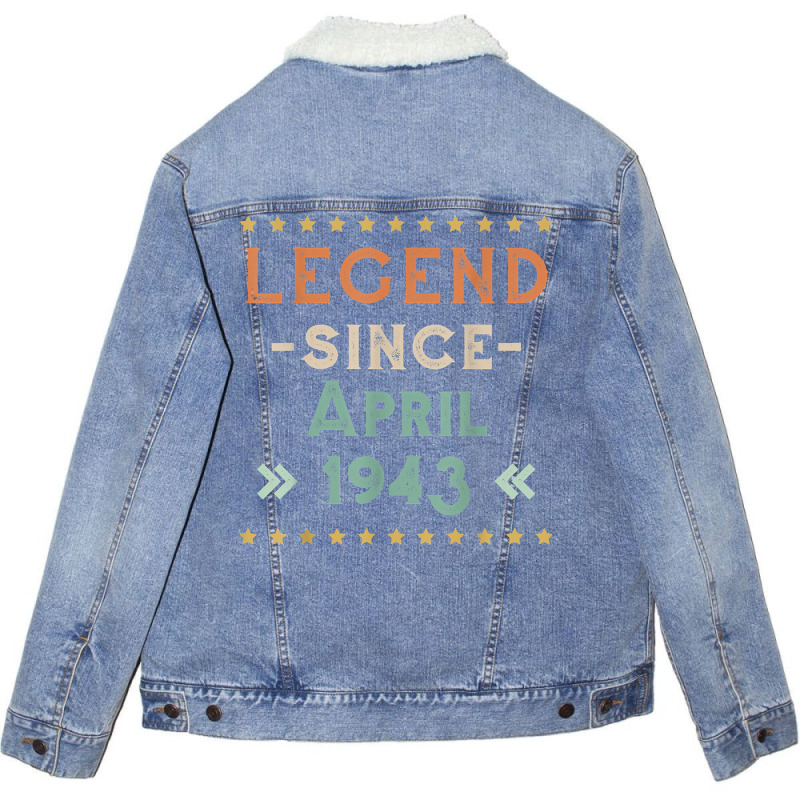 Vintage Legend Since April 1943 Birthday Men Women T Shirt Unisex Sherpa-lined Denim Jacket | Artistshot