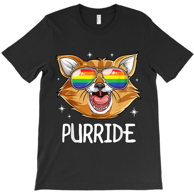 Purride Cat Gay Pride Lgbt Rainbow Flag T Shirt Sunglasses T-shirt | Artistshot