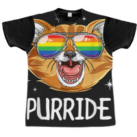 Purride Cat Gay Pride Lgbt Rainbow Flag T Shirt Sunglasses Graphic T-shirt | Artistshot