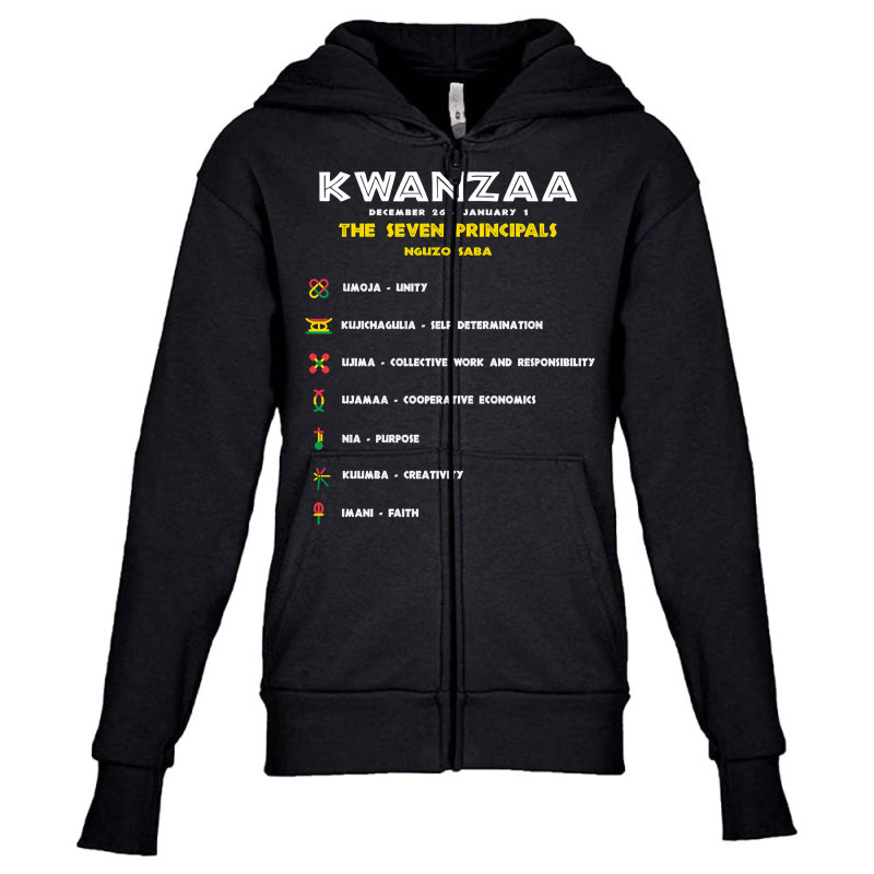 Seven Principles Of Kwanzaa   African American Celebration Sweatshirt Youth Zipper Hoodie by adam.troare | Artistshot