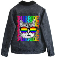 Purride Shirt Funny Cat Gay Pride Lgbtq Rainbow Flag Gift Unisex Sherpa-lined Denim Jacket | Artistshot