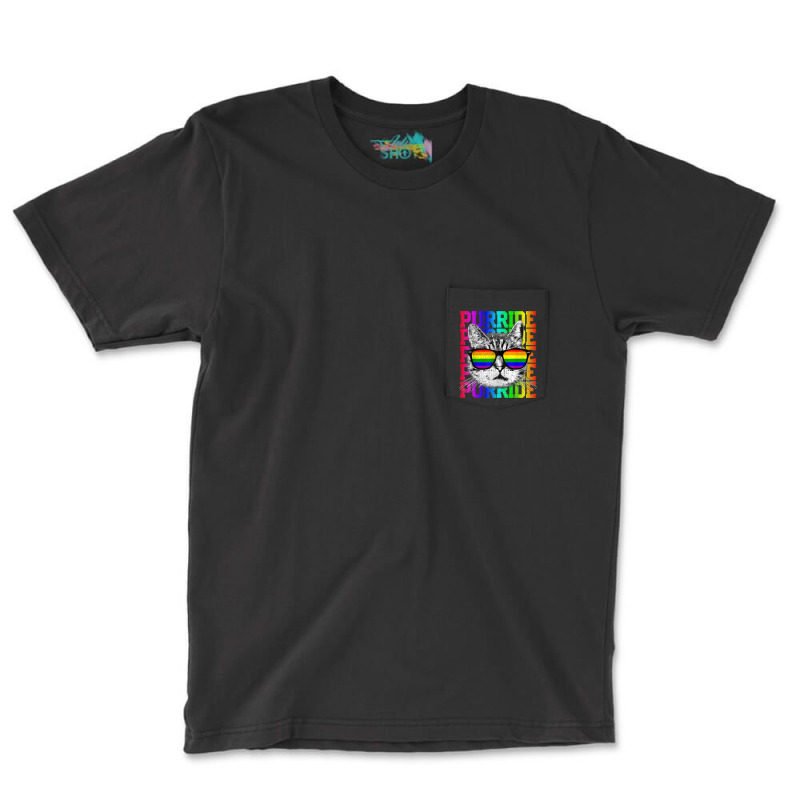 Purride Shirt Funny Cat Gay Pride Lgbtq Rainbow Flag Gift Pocket T-shirt | Artistshot