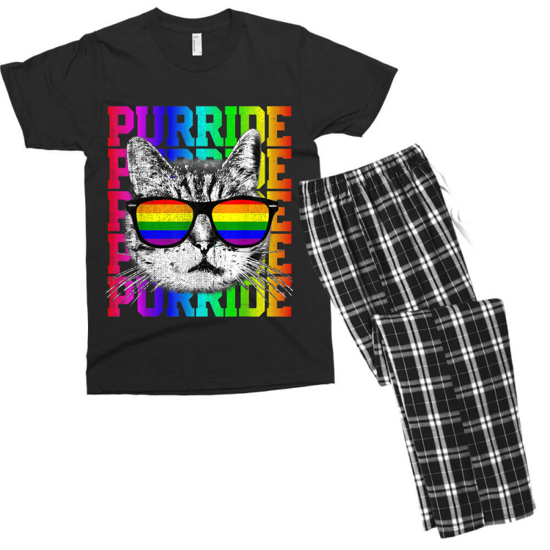 Purride Shirt Funny Cat Gay Pride Lgbtq Rainbow Flag Gift Men's T-shirt Pajama Set | Artistshot