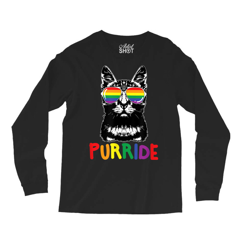 Purride  Lgbt Gay Pride Cat Lover Kitty Long Sleeve Shirts | Artistshot