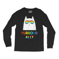 Purroud Ally Rainbow Sunglasses Cat Gay Pride Proud Ally Long Sleeve Shirts | Artistshot