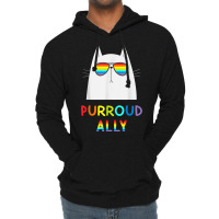 Purroud Ally Rainbow Sunglasses Cat Gay Pride Proud Ally Lightweight Hoodie | Artistshot