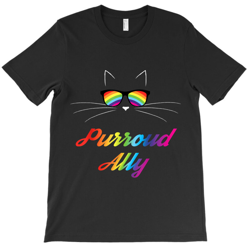 Purroud Ally Rainbow Sunglasses Cat Gay Pride Proud Ally T-shirt | Artistshot