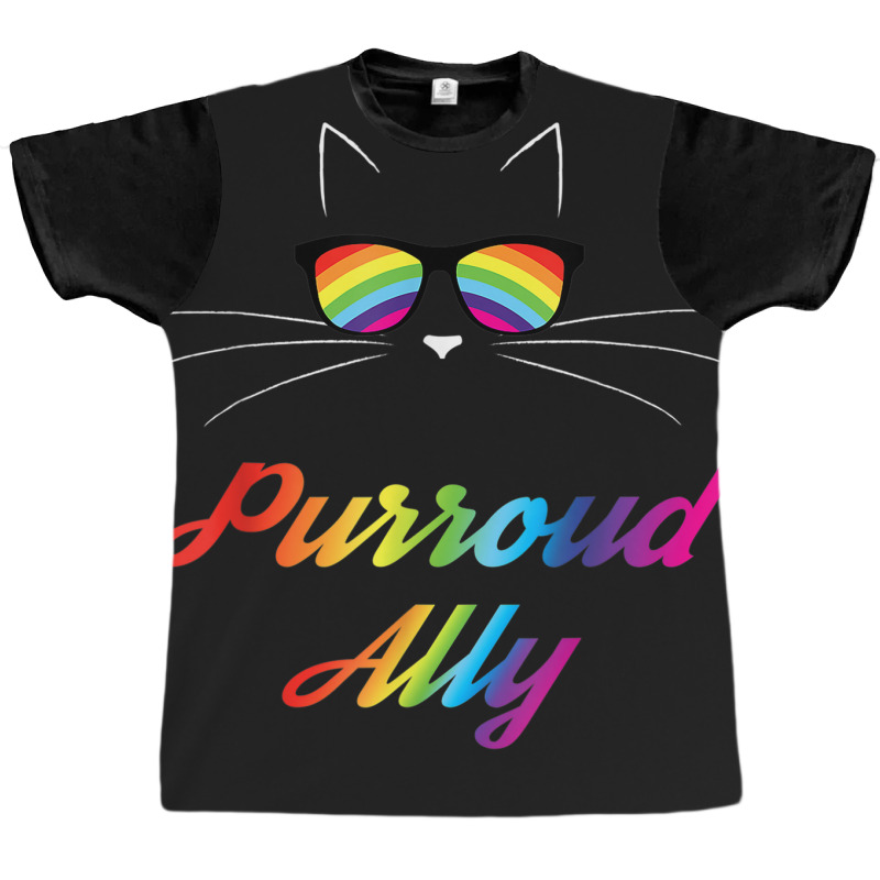 Purroud Ally Rainbow Sunglasses Cat Gay Pride Proud Ally Graphic T-shirt | Artistshot