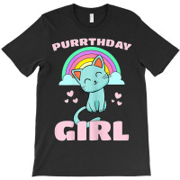 Purrthday Girl  Birthday Kitty Cat Rainbow  Hearts Shirt T-shirt | Artistshot