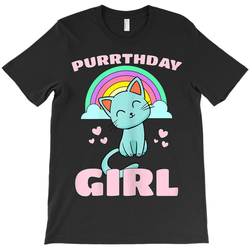 Purrthday Girl  Birthday Kitty Cat Rainbow  Hearts Shirt T-shirt | Artistshot