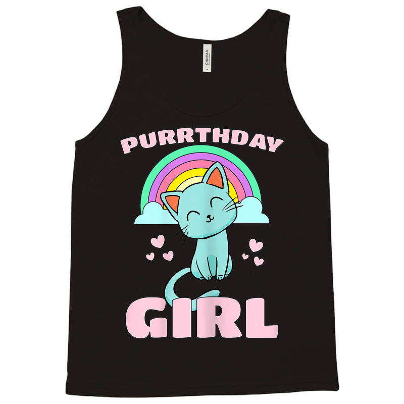 Purrthday Girl  Birthday Kitty Cat Rainbow  Hearts Shirt Tank Top | Artistshot