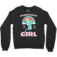 Purrthday Girl  Birthday Kitty Cat Rainbow  Hearts Shirt Crewneck Sweatshirt | Artistshot