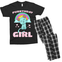 Purrthday Girl  Birthday Kitty Cat Rainbow  Hearts Shirt Men's T-shirt Pajama Set | Artistshot