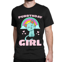 Purrthday Girl  Birthday Kitty Cat Rainbow  Hearts Shirt Classic T-shirt | Artistshot