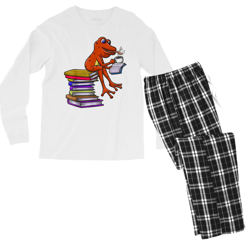 Reading Books Avid Reader Bibliophile Novel Tadpole Coffee T Shirt Men's Long Sleeve Pajama Set by mintywotm | Artistshot