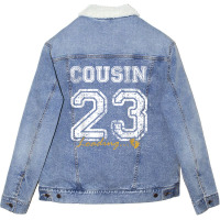 Vintage Cousin Est 2023 Loading Funny New Cousin T Shirt Unisex Sherpa-lined Denim Jacket | Artistshot