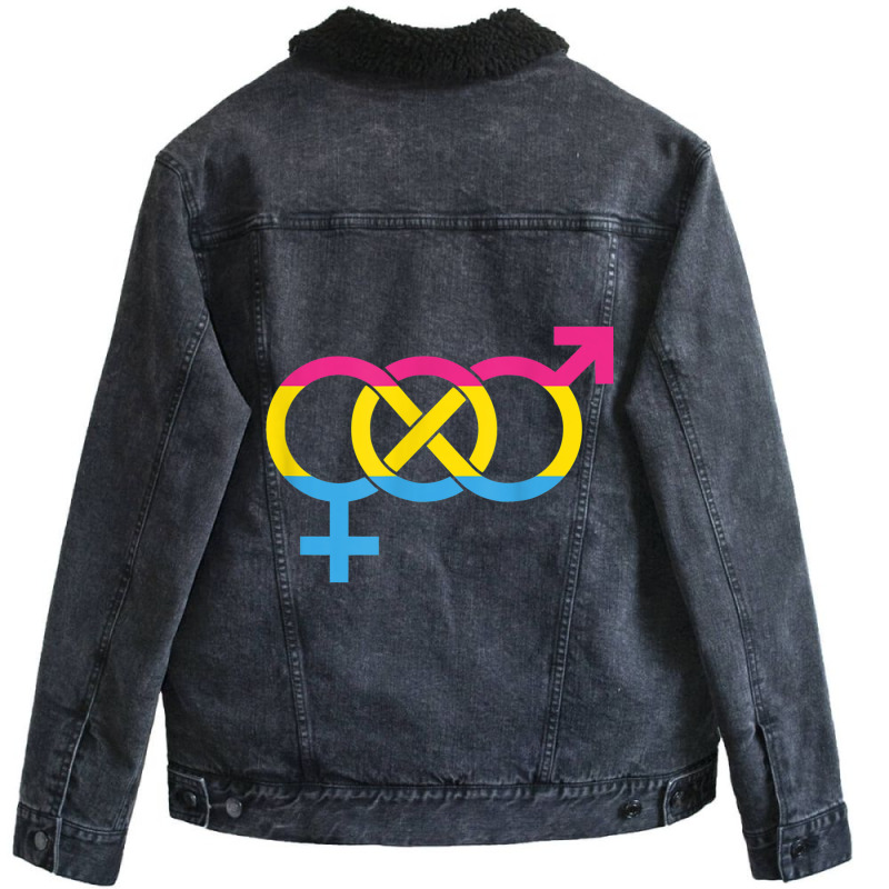 Queer Pansexual Symbol Lgbtq Lgbt Pride Parade Rainbow Shirt Unisex Sherpa-lined Denim Jacket | Artistshot