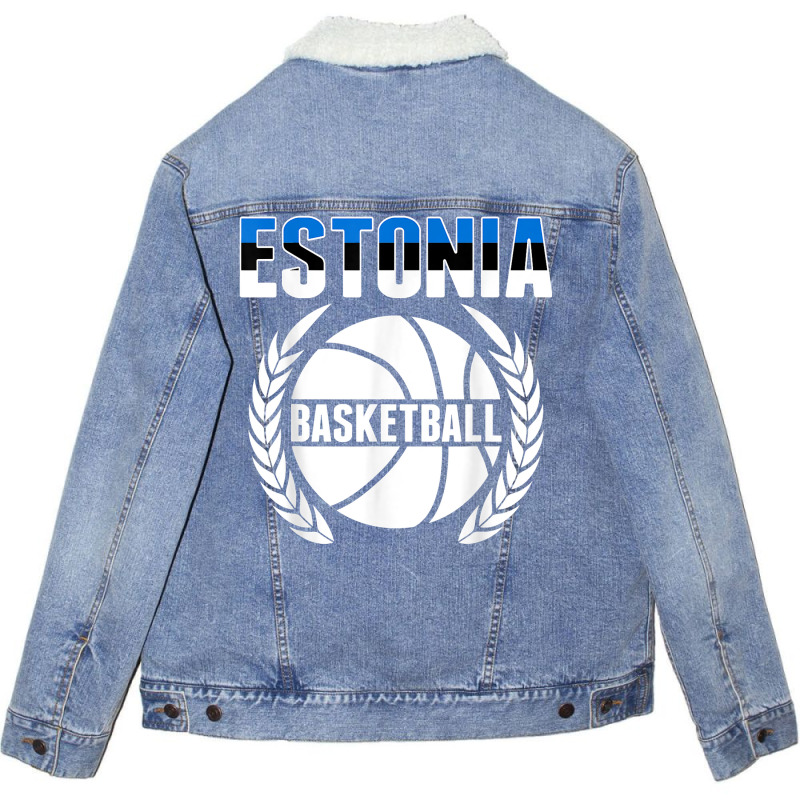 Proud Estonia Basketball Fans Jersey   Estonian Flag Baller T Shirt Unisex Sherpa-lined Denim Jacket | Artistshot