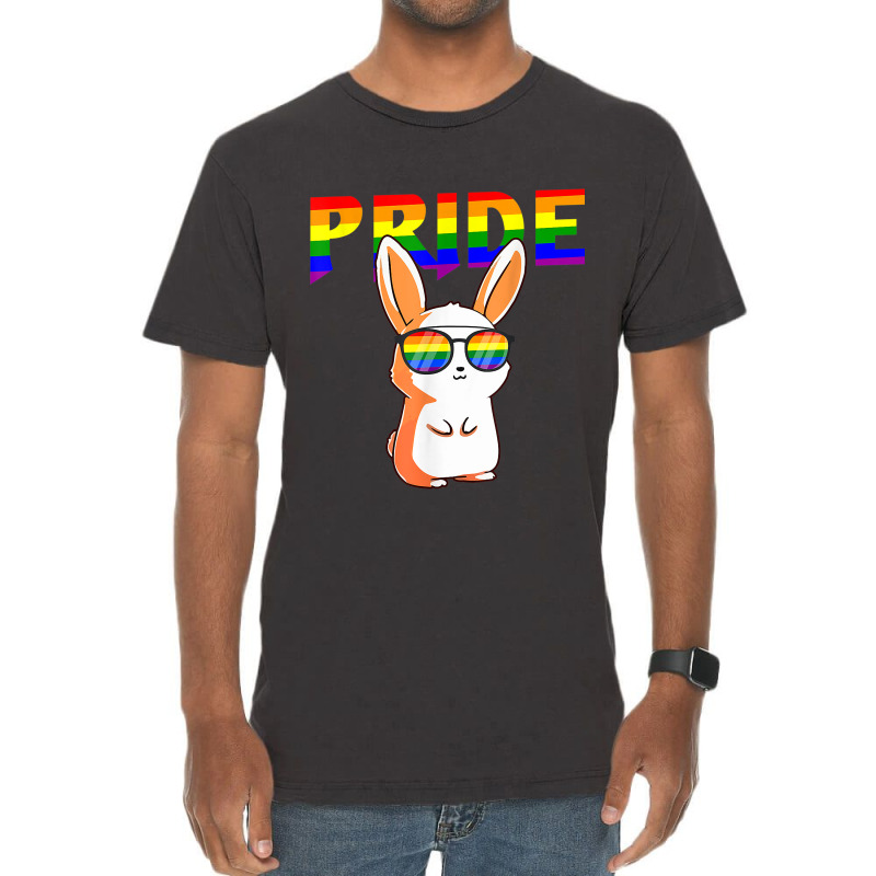 Rabbit Rainbow Flag Sunglasses Gay Pride Lgbt  Gifts Vintage T-shirt | Artistshot