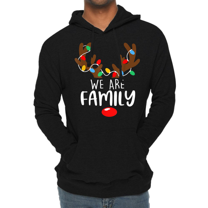 We Are Family Christmas Reaindeer Xmas Lights Happy Holiday T Shirt Lightweight Hoodie | Artistshot