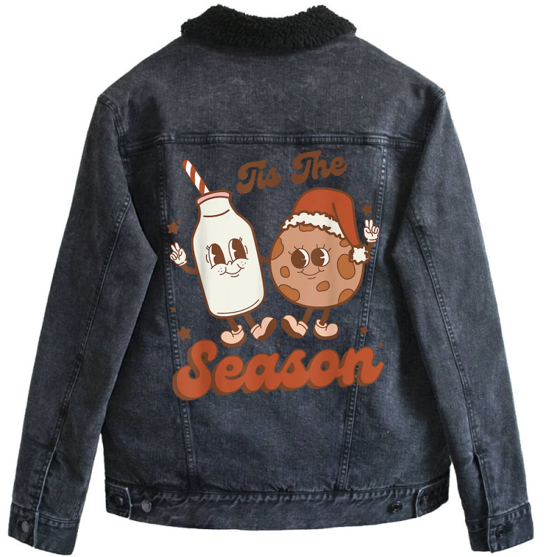 Retro Tis The Season Cookie And Milk Family Christmas T Shirt Unisex Sherpa-lined Denim Jacket | Artistshot