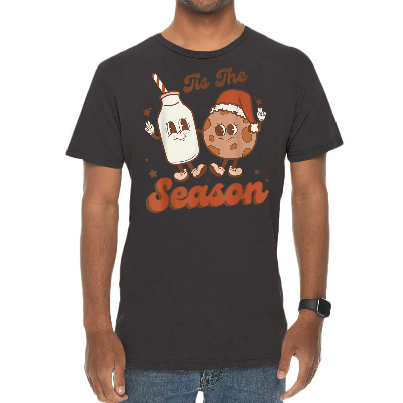 Retro Tis The Season Cookie And Milk Family Christmas T Shirt Vintage T-shirt | Artistshot