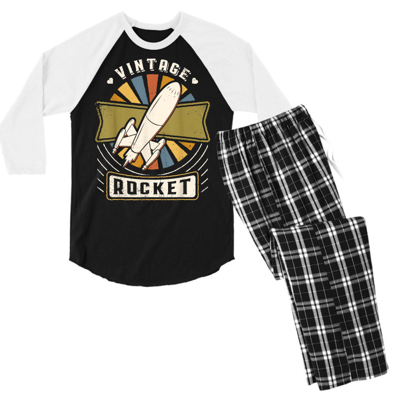 Rocket Vintage Classic Retro Love T Shirt Men's 3/4 Sleeve Pajama Set | Artistshot