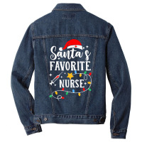 Santa's Favorite Nurse Christmas Lights Pajamas Boys Girls T Shirt Men Denim Jacket | Artistshot