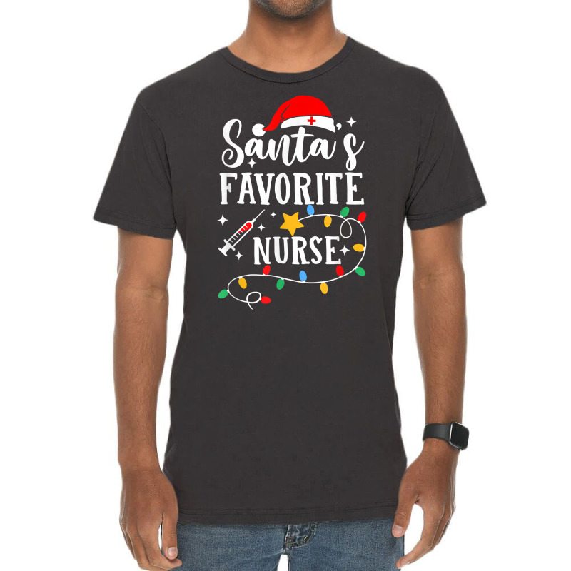 Santa's Favorite Nurse Christmas Lights Pajamas Boys Girls T Shirt Vintage T-shirt | Artistshot