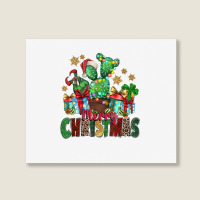 Western Christmas Cactus Leopard Merry Christmas T Shirt Landscape Canvas Print | Artistshot