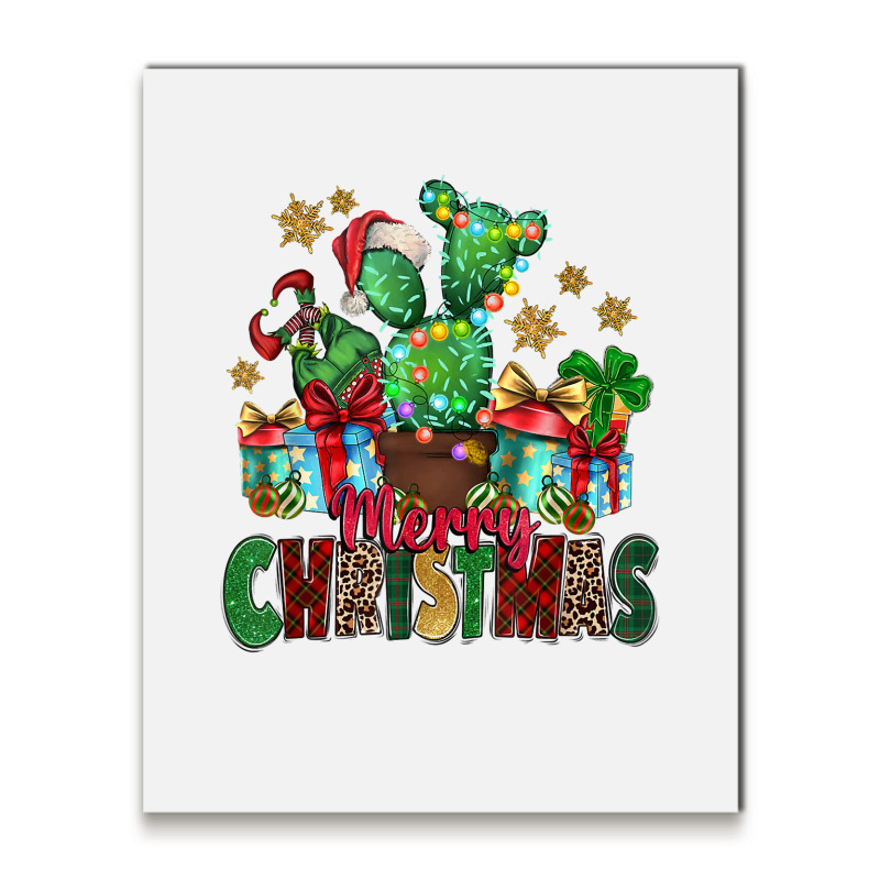 Western Christmas Cactus Leopard Merry Christmas T Shirt Metal Print Vertical | Artistshot