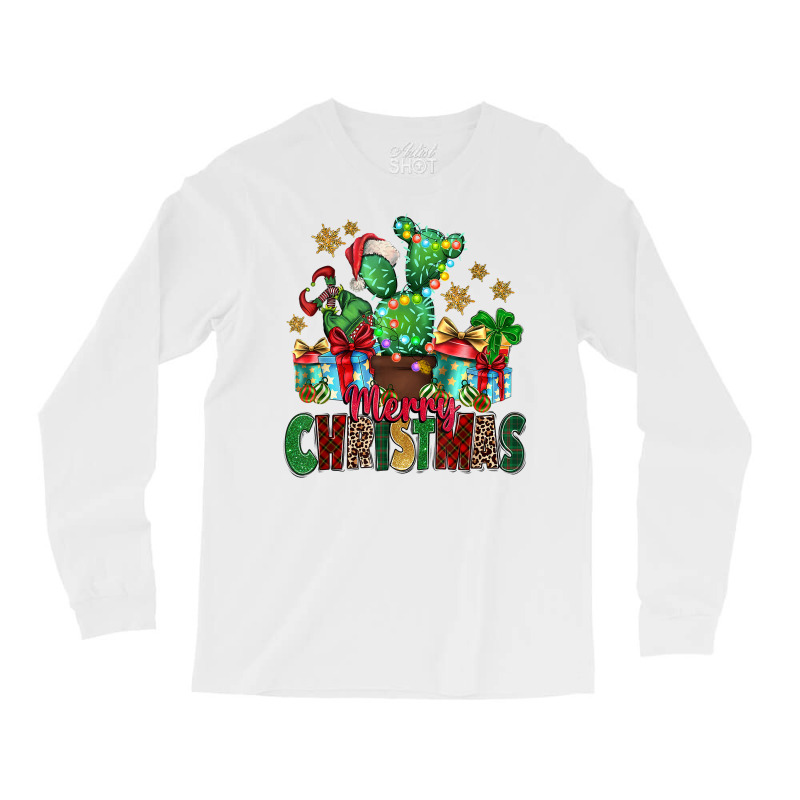 Western Christmas Cactus Leopard Merry Christmas T Shirt Long Sleeve Shirts | Artistshot