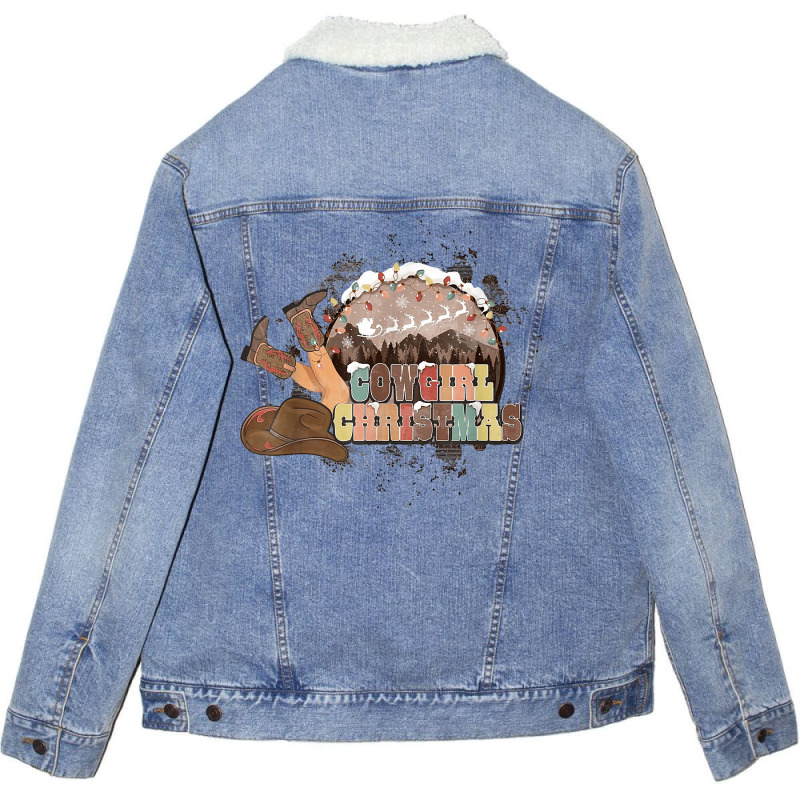 Western Cowboy Boots Cowgirl Merry Christmas T Shirt Unisex Sherpa-lined Denim Jacket | Artistshot