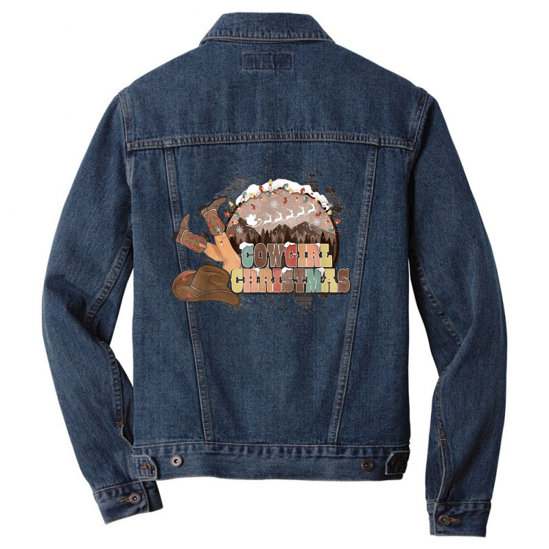 Western Cowboy Boots Cowgirl Merry Christmas T Shirt Men Denim Jacket | Artistshot