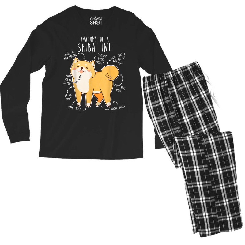 Shiba Inu Dog Anatomy, Funny Pet Red Shibe Mom Cute Doge Dad T Shirt Men's Long Sleeve Pajama Set | Artistshot