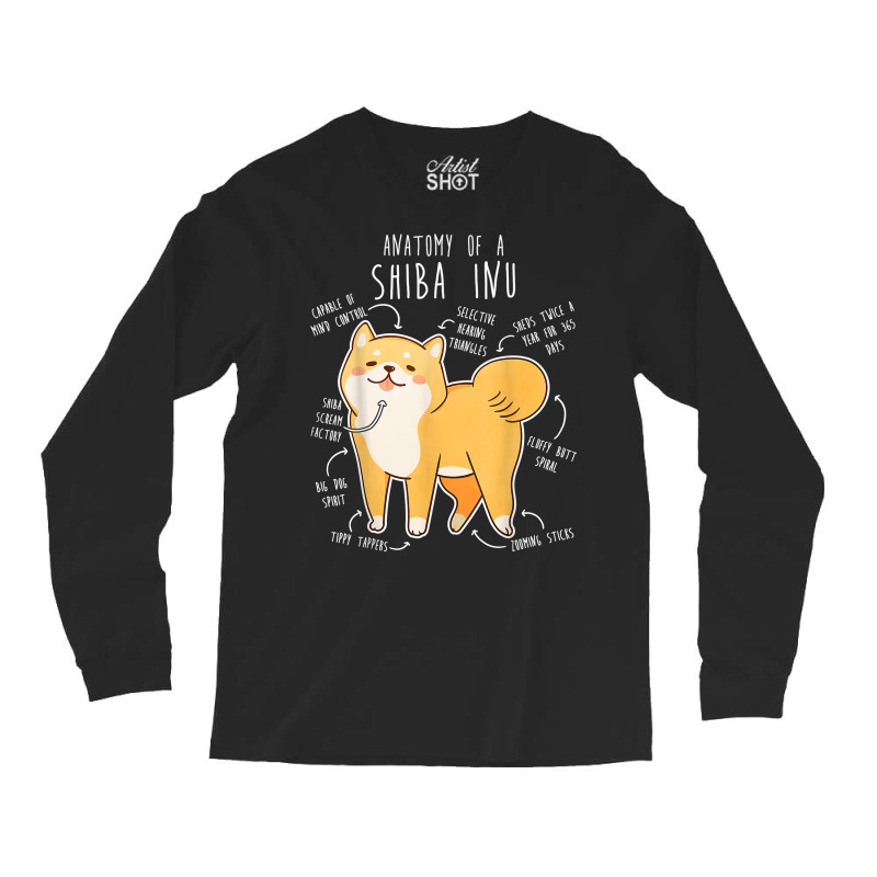 Shiba Inu Dog Anatomy, Funny Pet Red Shibe Mom Cute Doge Dad T Shirt Long Sleeve Shirts | Artistshot