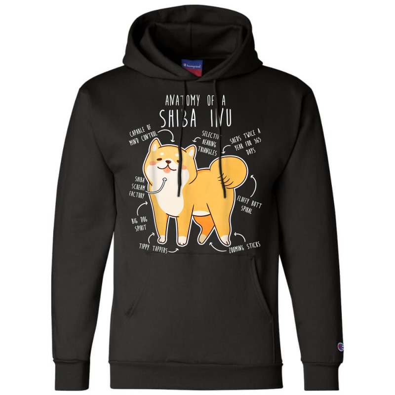 Shiba Inu Dog Anatomy, Funny Pet Red Shibe Mom Cute Doge Dad T Shirt Champion Hoodie | Artistshot