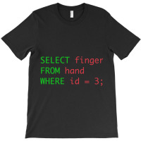 Sql Query Humor Select Finger From Hand Where Id = 3 T-shirt | Artistshot