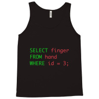 Sql Query Humor Select Finger From Hand Where Id = 3 Tank Top | Artistshot