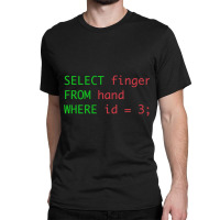 Sql Query Humor Select Finger From Hand Where Id = 3 Classic T-shirt | Artistshot