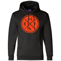 Classic San Francisco Sf Circle Patch Orange Champion Hoodie | Artistshot