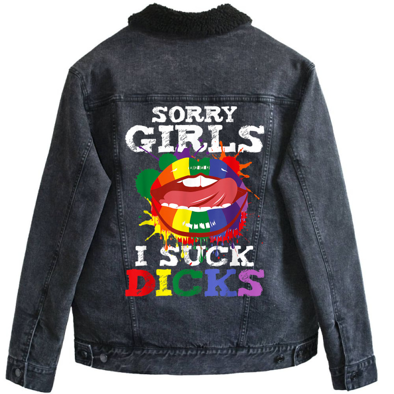 Mens I Suck Dicks Gay Pride Funny Saying Oral Sex Humor Unisex Sherpa-Lined Denim Jacket by ALICIAIMPERIS | Artistshot