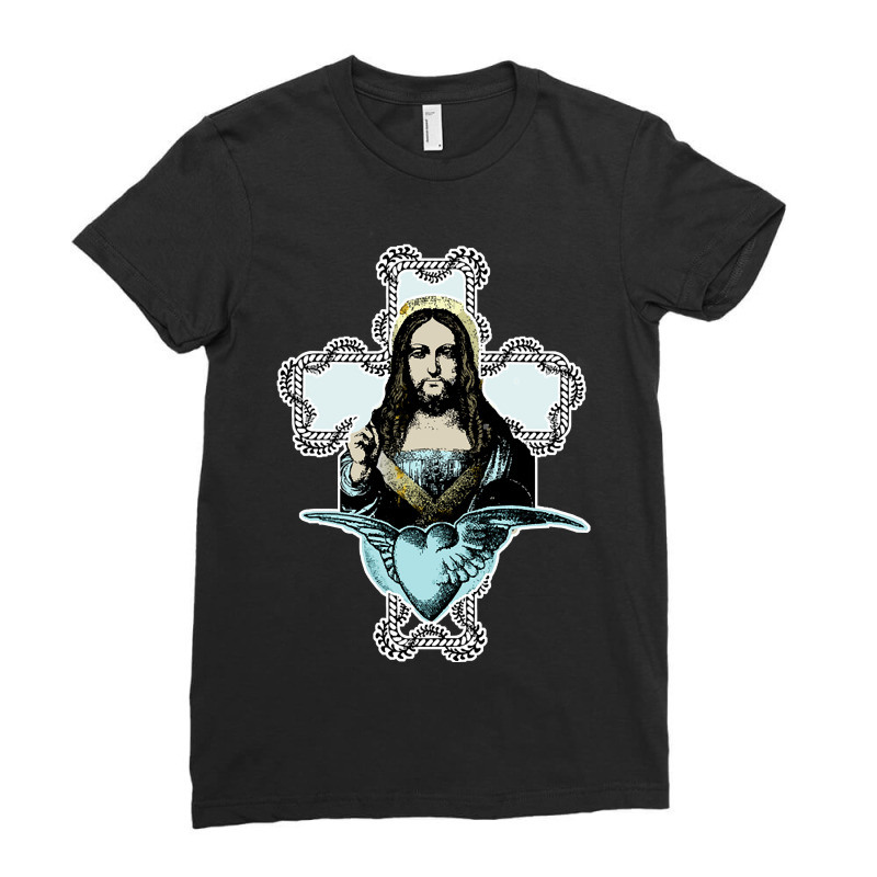 Jesus Christ Of The Winged Heart Ladies Fitted T-Shirt by Mary Hatton | Artistshot